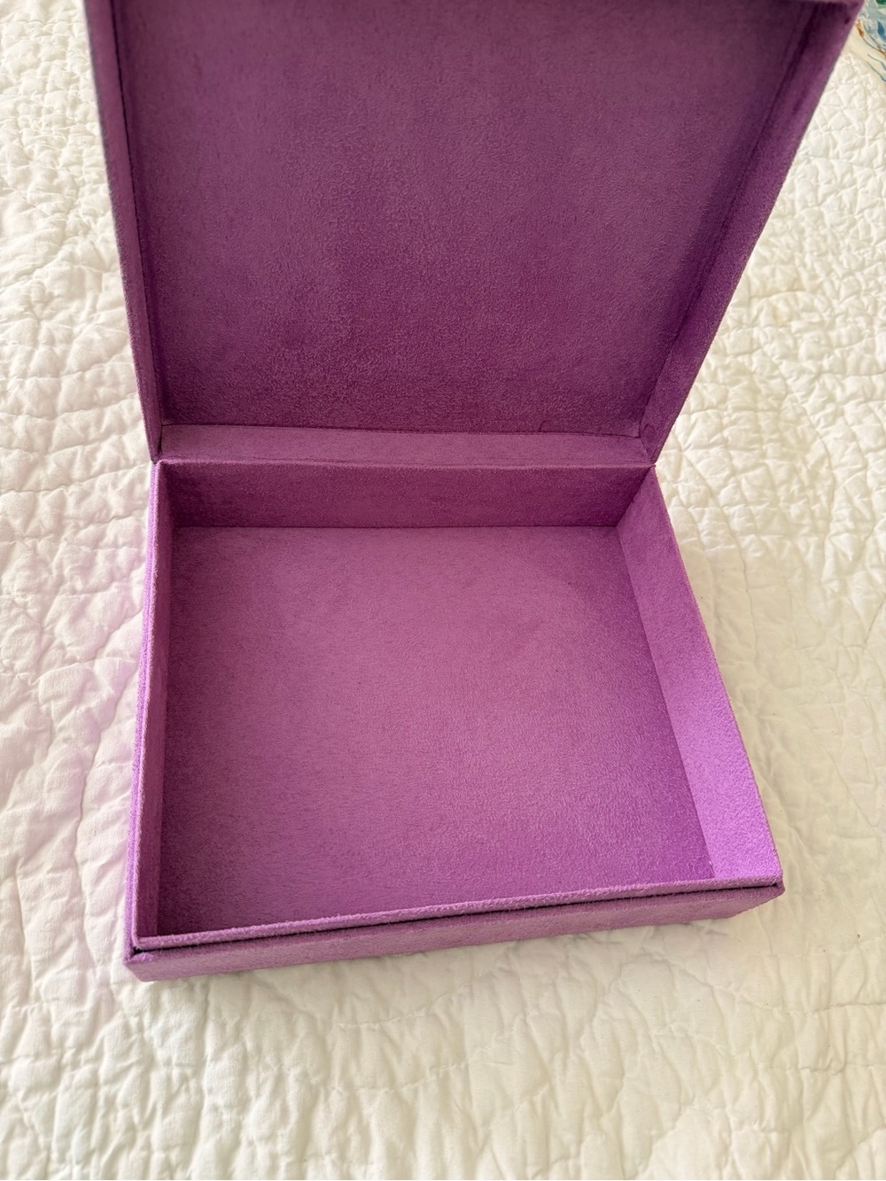 Vintage Pink/Purple felt storage box 9x10” Purple Suede Jewelry or Gift Box